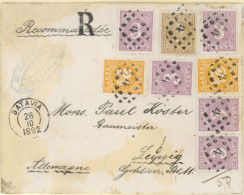 DUTCH INDIES. 1892 (20 Oct.).  Batavia To Leipzig/Germany.  Registered Letter Franked King William III 15cts. Bister, 3  - Indonesië