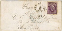 DUTCH INDIES. 1879. Semarang To Paris. E.L. Bearing 25c Dark Violet (Sc. 13) Tied Romboid With Dots, C.d.s. Alongside Wi - Indonesië