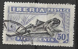 LIBERIA - 1918 - SALTAFANGO ANFIBIO (Periophthalmus Barbarus)  - 50 C.- USATO (YVERT 148 - MICHEL 161) - Liberia