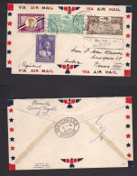 DOMINICAN REP. 1936 (2 June) C. Trujillo - Austria, Wien. Registered Air Multifkd Env, Via NYC (5 June) Nice Usage. - República Dominicana