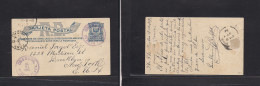 DOMINICAN REP. 1892 (19-21 July) Puerto Plata - USA, NYC (8 Aug) 3c Blue Stat Card. Fine. - República Dominicana