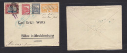 DOMINICAN REP. 1930 (30 July) Sto. Domingo - Germany, Sulze In Meckleuburg Via Cuba-NY. Air Multifkd Env + 5c US Air Sta - República Dominicana