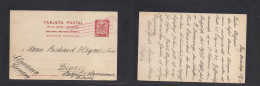 DOMINICAN REP. 1925 (19 June) Sto Domingo - Germany, Leipzig. 2c Red Stat Card. Fine And Scarce. - República Dominicana