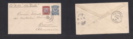 DOMINICAN REP. 1905 (24 Feb) Sto Domingo - Germany, Bremen (13 March) Via Cuba, Habana (28 Feb) 5c Blue Stat Env + 5c Ad - República Dominicana