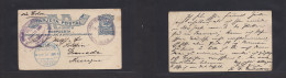 DOMINICAN REP. 1897 (Dec 16) Sto Domingo - Nicaragua, Granada (Ene 13, 1898) 3c Blue Stat Card, Via Colon - Corito With  - República Dominicana