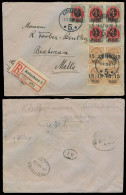 DENMARK. 1925 (8 Sept). Kopenhagen - MALTA (14 Sept). Registr Multifkd Env 4 Or (x5) + 15 Or (x4) In Blocks Of 4 Ovptd I - Sonstige & Ohne Zuordnung