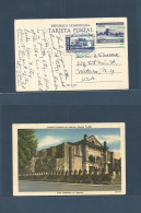 DOMINICAN REP. 1963 (May) Ciudad Trujillo - USA, Waterloo, NY. 2c Blue Stationary Ppc. Cathedral Illustrations + Adtl 5c - Dominikanische Rep.