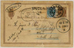 DENMARK. 1884 (13 Dec). Kopenhaguen To Salt Lake City/Utah/USA (Mormon Territory). 6 öre Brown Stationery With Adtl. 1 ö - Sonstige & Ohne Zuordnung