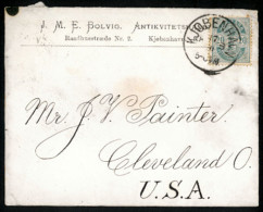 DENMARK. 1885. Copenhagen To USA. Franked 20 Or Printed Envelope. Fine - Sonstige & Ohne Zuordnung