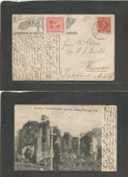 D.W.I.. 1909 (12 Sept) GPO - Germany, Wismar. Dom Rep. Official Fkd 10b Red Stamp + Heyse Label. Interesting Usage. - Antillen