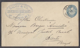 D.W.I.. 1891 (12 Nov). St Thomas - Brazil / Santos (3 Dec). Addressed To Norwegian Ship Amiatia. Via RJ. VF Better Dest  - West Indies