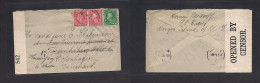 D.W.I.. 1918 (9 May) Christiansted - Denmark (20 July 18) Cph. Multifkd US WWI Censored Envelope. Fine. - Antille