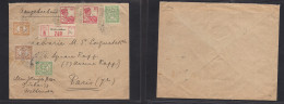 DUTCH INDIES. 1921 (12 Febr) Welterreden - France, Paris. Registered Multifkd Envelope + Tied R-label. - Indonesië