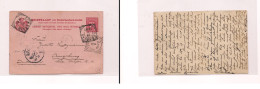 DUTCH INDIES. Dutch Indies - Cover - 1897 Semarangto Augsburg Germany Red Stat Card Transited. Easy Deal. - Indonesia