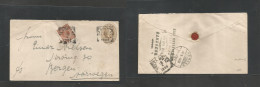 DUTCH INDIES. 1896 (15 April) Bandoeng - Norway, Bergen (9 May) 15c Grey Stat Env + 10c Adtl. Mixed Kings Usage. VF + De - Indonesia