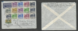 DUTCH INDIES. 1939 (17 Oct) Magelang, Java - Switzerland, Mannedorf. Air Multifkd Color Illustrated Envelope. Via Singap - Indonesia