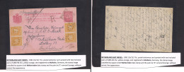 DUTCH INDIES. 1892 (16 Dec) Tanah Alang - Germany, Mulheim. Registered 7 1/2c Red Stat Card + (4x) 2 1/2c Orange Adtls,  - Indonesia