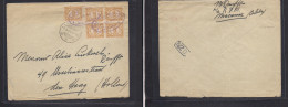 DUTCH INDIES. 1930 (7 March) Makassar, Celebes, Padang - Netherlands, Den Haag. Multifkd Env 3c Yellow (x5), Tied Oval S - Indonesia