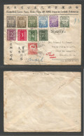 DUTCH INDIES. 1953 (18 Nov) Ampenan - Lombok - Brazil, Rio Janeiro. Air Multifkd Env Incl RIS Ovptd Issue + Flag Stamp + - Indonesië