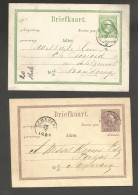 DUTCH INDIES. 1885-6. Bandoeng, Sal 5c Violet 5c Green 2 Local Diff Stat Cards Nicely Used. - Indonesië