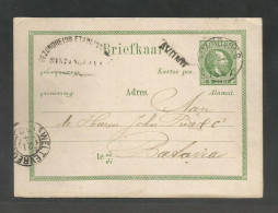 DUTCH INDIES. 1887 (21 April). Sindanglava - Batavia. Locally Used 5c Green Stat Card Stline Cachet. V Nice Cond. - Indonesië