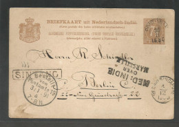 DUTCH INDIES. 1890 (30 Nov)Sintang, Pontianak - Germany, Berlin (3 Jan 1891) 7 1/2c Brown Stat Card Stline Town Depart B - Indonesië