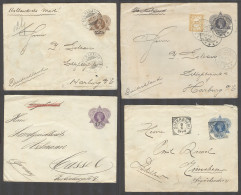 DUTCH INDIES. 1909-12. 4 Diff Used Stt Env Addressed To Diff  German Dest. In F-VF Condition. Lovely Group. - Indonesië