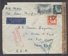 DUTCH INDIES. 1940 (17 June). Batavia - USA / NY. Air Multifkd Env Censored. Via Hg Kg (22 June). Pacific Clipper. - Indonesië