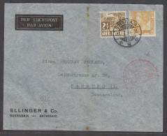 DUTCH INDIES. 1934 (10 July). Soerabaja - Germany. Air Fkd Env 45c Rate With Red Cachet Luftpost Ilustrated Cachet. Fine - Indonesië