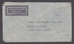 DUTCH INDIES. 1946 (23 Feb). Batavia - USA / NY. Airmail Env Stampless Violet Cachet. - Indonesië