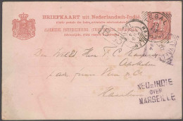 DUTCH INDIES. 1894 (29 July). Tegal - Netherlands (31 Aug). 7 1/2c Red Stat Card. Fine Used Transit Ned = Indie Over Mar - Indonesië