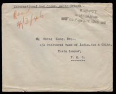 DUTCH INDIES. 1946 (28 Feb). Medan - Malaysia / FMS / Kuala Lumpur. Provisional KDP - PTT / Redd Cross. Scarce Cachet De - Indonesia