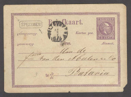 DUTCH INDIES. 1876 (2 July). Weltevreden - Batavia. 5c Lilac Stat Card Used With Rare Boxed Specimen (xxx) Still Been Ci - Indonesia