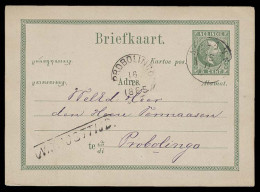 DUTCH INDIES. 1885 (15 Nov). Malang - Probolingo 5c Green Stat Card. Fine Early Usage. - Indonesia