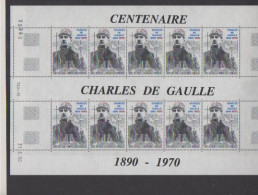 1 Feuille Entière De 10 Timbres "Général De Gaulle De 1890" PA 118 - Feuilles Complètes