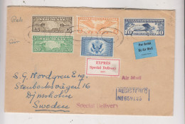 UNITED STATES 1935 NEW YORK Registered Airmail Cover To SWEDEN Special Delivery - 1c. 1918-1940 Brieven