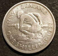 NOUVELLE ZELANDE - NEW ZEALAND - 1 SHILLING 1937 - Argent - Silver - George VI - KM 9 - Nuova Zelanda