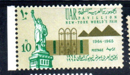 UAR EGYPT EGITTO 1964 NEW YORK WORLD'S FAIR STATUE OF LIBERTY PAVILION AND PYRAMIDS 10m MNH - Ongebruikt