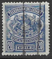 CILE - 1894 - PER TELEGRAFO  - 20 C.  USATO (YVERT TEL 10 - MICHEL N.C.) - Cile