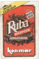 Dutch Matchbox Label, Ruba Roodmerk, Gemalen Koffie, Konmar, Caffee, Holland, Netherlands - Boites D'allumettes - Etiquettes