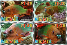 NEVIS 2007 - W.W.F. - Poisson (Rainbow Parrotfish) - 4 V. - Ungebraucht