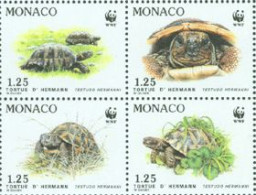 MONACO 1991 - W.W.F. - La Tortue D'Hermann - 4 V. - Turtles
