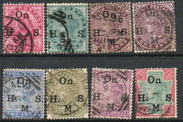 India QV 1883-99 Part Set Of 8 To 1 Rupee, Wmk. Star, On HMS Official, Used, SG O37a/48 (E) - 1858-79 Kronenkolonie