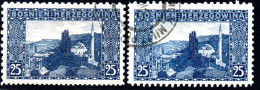 2697. BOSNIA AND HERZEGOVINA 1904 25H. BEY'S MOSQUE,SERAJEVO COMPOUND PERF. 2 DIFF. - Bosnie-Herzegovine