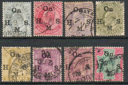 India KEVII 1902-9 Set Of 8 To 1 Rupee, Wmk. Star, On HMS Official, Used, SG O54/65 (E) - 1902-11 King Edward VII