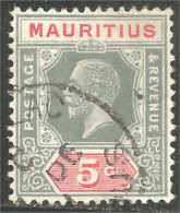 640 Mauritius Ile Maurice 1922 George V 5c Gris Grey Carmin (MRC-71b) - Mauricio (...-1967)