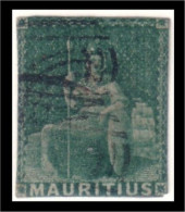 640 Mauritius Ile Maurice 1858 4p Green Bluish (MRC-43) - Mauritius (...-1967)