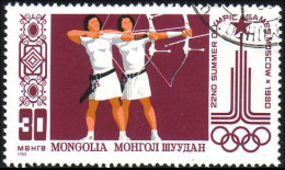 620 Mongolie Jeux De Moscou Tir à L'arc Bow And Arrow Moscow Games (MNG-24) - Tiro Al Arco