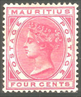 640 Ile Maurice Mauritius 1885 Queen Victoria 4c Rose No Gum (MRC-103) - Mauritius (...-1967)