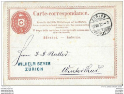 32-55 - Entier Postal 5cts Avec Cachet à Date De Zürich 1872 - Interi Postali